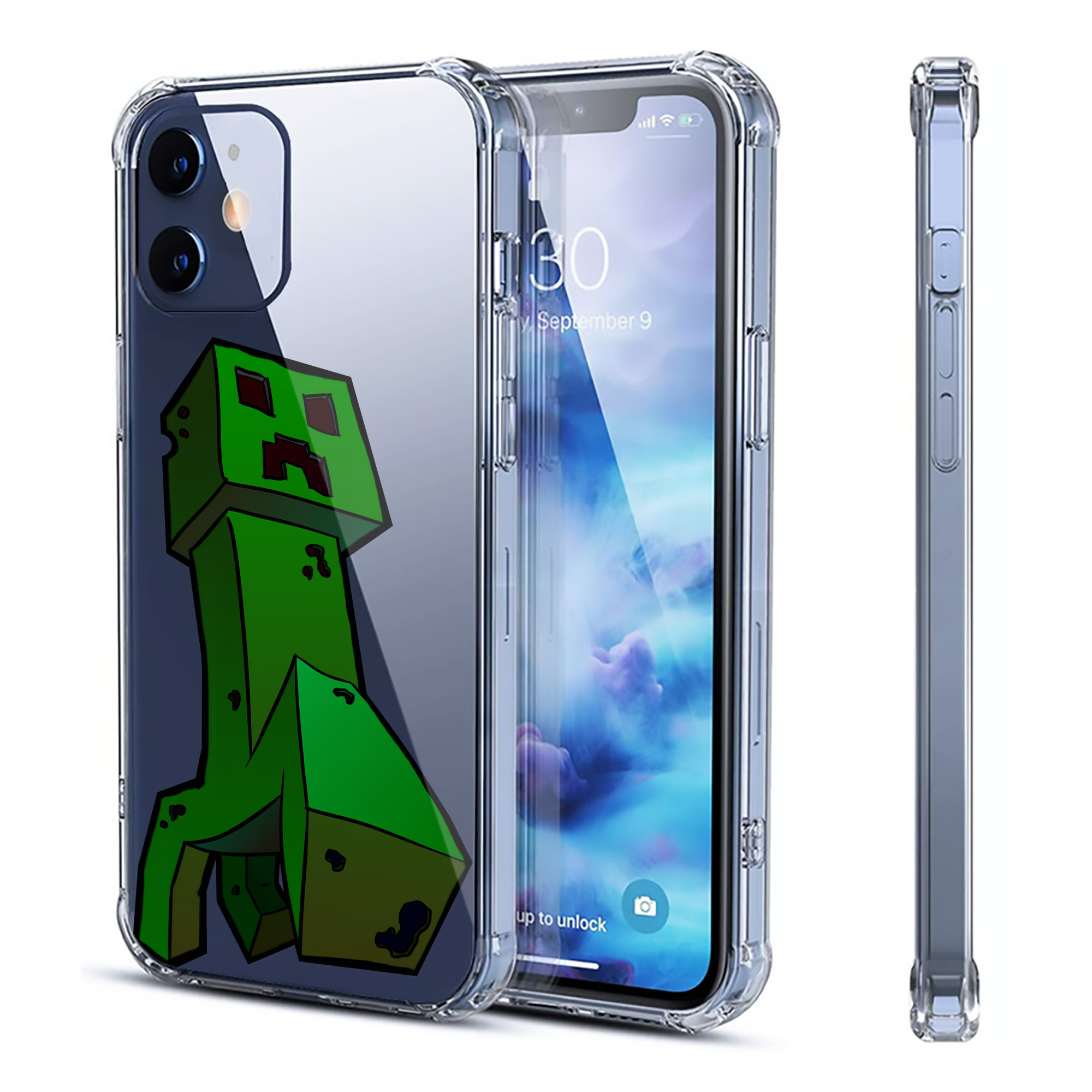 （画像用） マインクラフト ブロックの世界 Minecraft MC Block world 【iPhone 12シリーズ対応】透明スマホケース（クリアソフトケース）